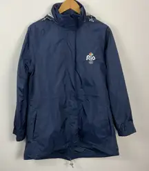 Peter Millar Womens Navy Rio 2016 Olympics Anorak Rain Jacket Hooded L