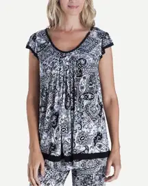 Ellen Tracy Women's Yours to Love Flutter Sleeve Paisley Top Size Large