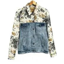 Paige Denim Jacket Floral Contrast Womens Medium Jean Jacket