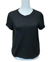 Rachel Zoe Black Cropped Tee Shirt with Cuffed Sleeves Women’s Size Small