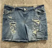 maurices Denim Shorts Distressed Ripped Blue Jean Plus Size 20W‎