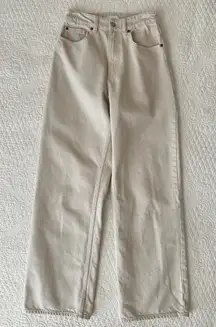 H&M Cream High Rise Wide Leg Women's Jeans Size 4