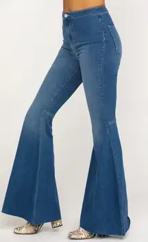 Free People Just Float On Flare Jeans Bell Bottoms Stretch Raw Hem Size 25