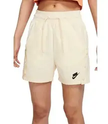 Nike  Sportswear Women’s M Side Snaps Athletic Pull On Shorts Drawstring Cream