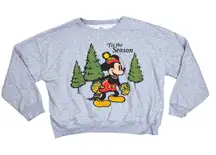Disney Mickey Mouse 'Tis the Season Christmas Tree Gray Sweatshirt XXL