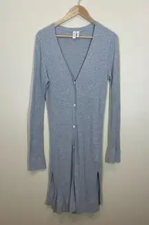 Meadow Rue Cali Gray Ribbed Cardigan Duster Button Front Size L