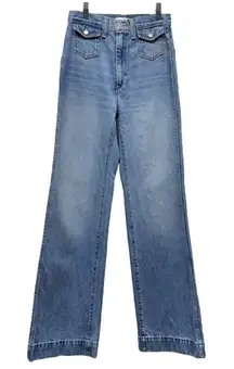 RE/DONE 70s Pocket High Rise Wide-Leg Jeans in Vintage‎ Fade Size 23 Denim Blue