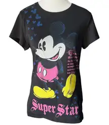 Walt Disney World Mickey Mouse Black T-Shirt Super Star Disneyland XL‎
