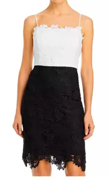 NWT MILLY Women's Black White Classic 
Floral Lace Sheath Dress