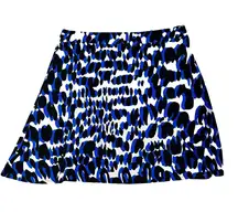Leota Lilian Fit and Flare Skirt Painted Leopard Cobalt Blue and Black XL