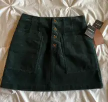 Corduroy Green Button Skirt