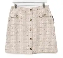 Calvin Klein Button Front Tweed Skirt