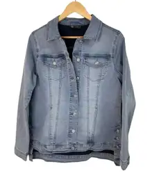 DG2 Diane Gilman Faded Chambray Blue Jean Jacket Size Small‎