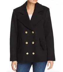 FRAME Oversized Wool Peacoat in Black