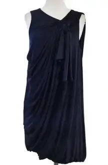 3.1 Phillip Lim Drape Bubble Hem Dress Asymmetrical 100% Silk X-Small XS Navy