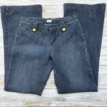 Cache Y2K Jeans Sz 6 Wide Leg Flare Low Rise Med Wash Skater Casual Baggy