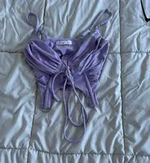 Lavender Lace-Up Crop Top