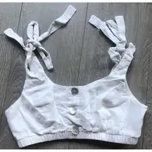 Forever 21  Cropped White Buttoned Tie Strap Top