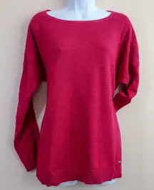 LRL Lauren Active Ralph Lauren Women Pink Textured Long Sleeve Sweater Top XL