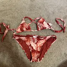 tropical orange red bikini set size S 🤩