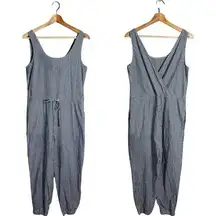 Drew Anthropologie Striped Jogger Jumpsuit Women's Small Blue White Boho Preppy