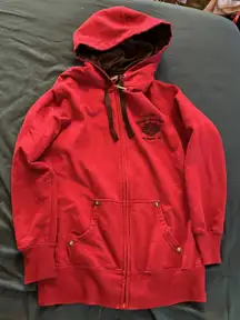 Harley Davidson Women’s Hoodie, Red With Black Embroidered Sequins, Zip Medium