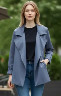 NWT  ADRIANNA PAPELL Drape Front Blazer Dusty Blue