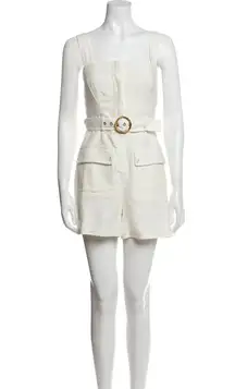 House of Harlow 12 linen square neck belted romper Short Overalls Womens no belt