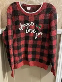 Red Christmas Sweater Women's Size Large (12-14) Buffalo Check