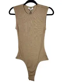 WeWoreWhat Light Brown Bodysuit NWT Size XXS Brown Muscle Bodysuit