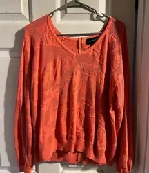Lane Bryant Women's Tunic Knit Sweater Coral/Pink‎ Full Back Zip Size 14/16