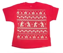 VTG Disney World Resort Mickey Mouse fair isle short sleeve Christmas t-shirt XL