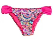 REEF Pink Multicolor Print Bikini Swim Bottom, Medium