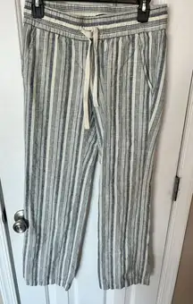 Ann Taylor linen stippled pants beach attire size xs blue and white