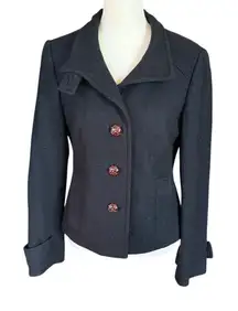 Banana Republic black long sleeve collared button down fully lined wool coat S