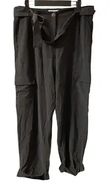 EQUIPMENT BLACK SILK CROPPED CARGO PANTS