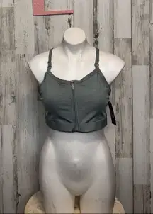 Nike Dri-Fit Zip Front Sports Bra XL Gray — High Support Training Activewear Top