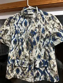 Chico's Blue and Brown Patterned Blazer