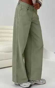 Ramos Sage Green Low Rise Denim Wide Leg Jeans 12