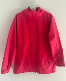 Lands End Jacket Womens Size Large Pink Goretex Rain Jacket Lined Outdoor Hiking