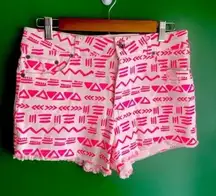 Dollhouse Hot‎ Pink White Distressed Jean Shorts Size 12 EUC!