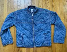 GAP y2k Denim Quilted Zip Front Jacket Size Small