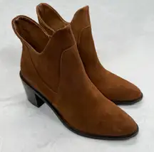 Seychelles Suede‎ Ankle Boots Heel Stacked Brown Leather Size 7