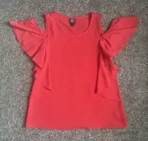 Bobeau Women’s Pink Blouse With Cutout Shoulders. Size Small