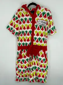 Blizzard Bay Womens Christmas Tree Fleece Hooded Pajama Romper Jumpsuit Size M