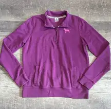 PINK Victorias Secret Quarter Zip Pullover Sweatshirt Women L Purple Pink Pocket