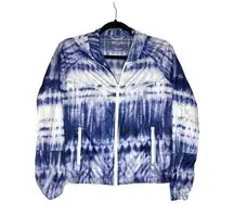 American Eagle womens hoodie zip up windbreaker‎ jacket blue white tie dye sz XS