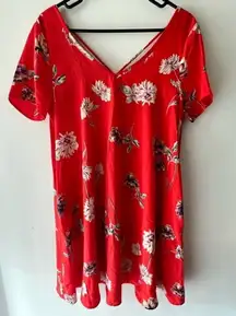NWOT, Red Orange Floral Dress size Medium