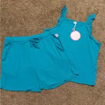 Vibrant Blue Loungewear Set with Tank and Shorts