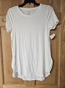 Nine West XS White Ribbed Short Sleeve Shirt